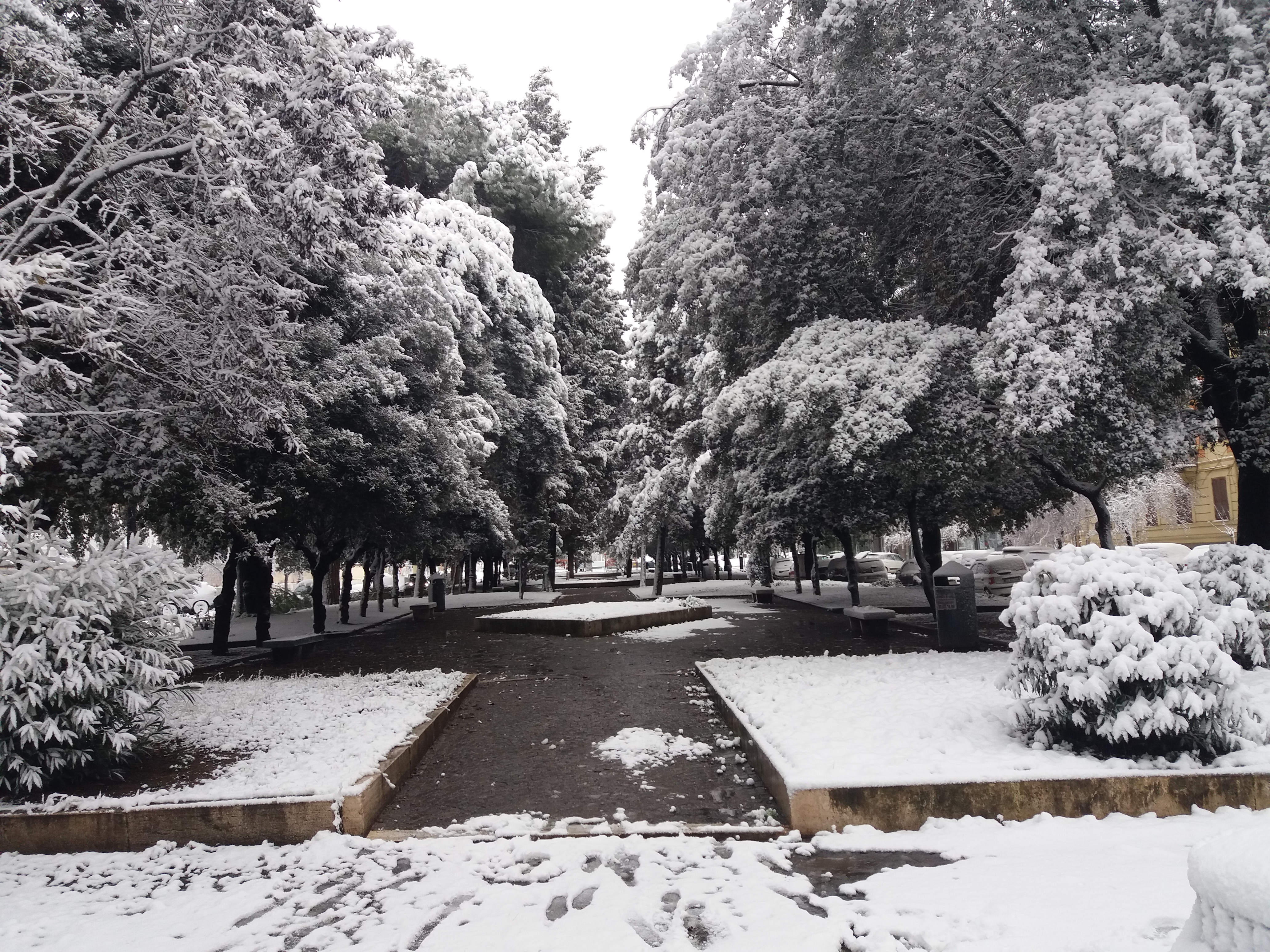 Giardino storico Via Marcello Prestinari nevicata del 26 Febbraio 2018